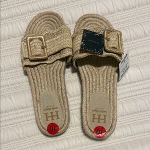 Tan Slide Sandals with Buckle